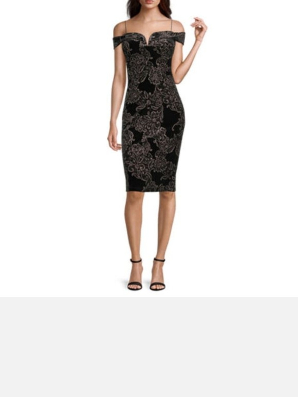 Off-Shoulder Black Floral Lace Pencil Skirt Dress